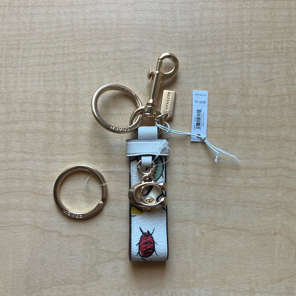 Coach Trigger Snap Bag Charm Valet Keyring Leather Creature Print